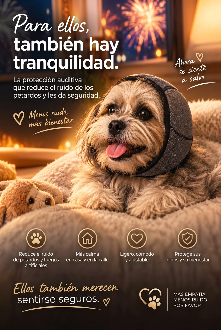 CalmiPet® – Protector Auditivo para Mascotas. Aísla el ruido y protege del agua.