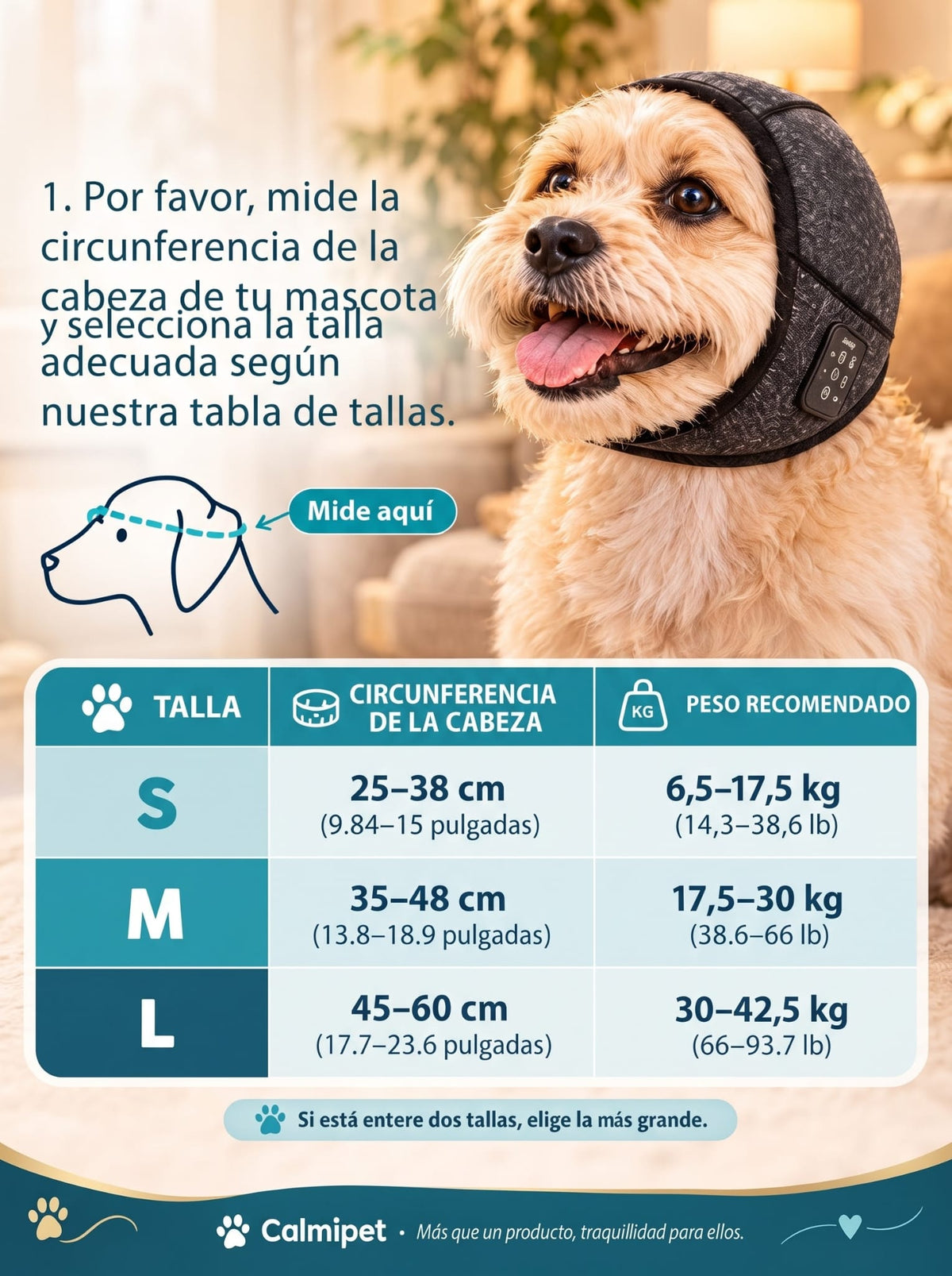 CalmiPet® – Protector Auditivo para Mascotas. Aísla el ruido y protege del agua.